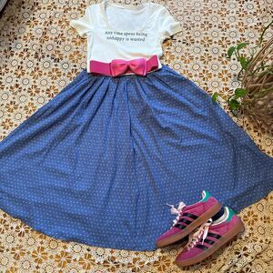 Vintage 80's Blue Ditzy‎ Floral Jaeger Skirt Sz UK 12 / US 8